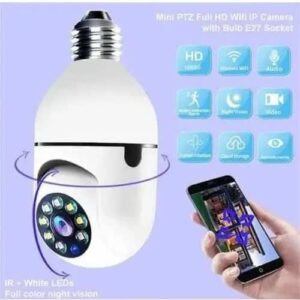 Single Lens Solar Camera - V380 Wifi IP Mini Camera E27 Bulb Security Surveillance Smart Home Monitoring CCTV LED Light