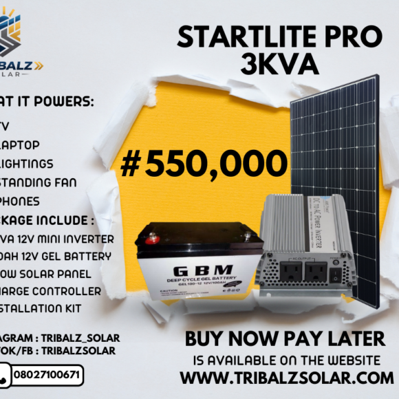 alt="Startlite Pro Solar Bundle 3kVA Nigeria" alt="300W solar panel Lagos installation" alt="150Ah Gel battery solar system Nigeria"